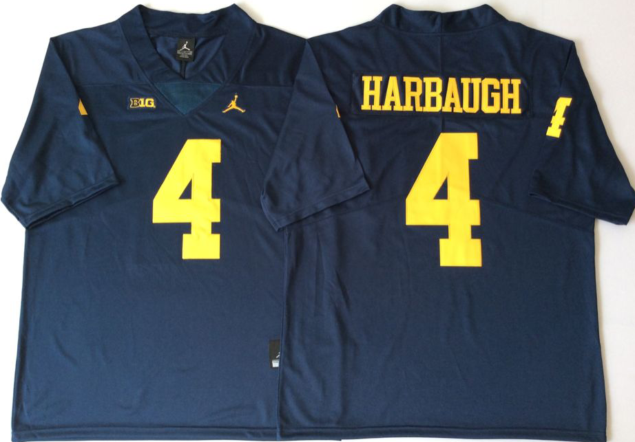 NCAA Men Michigan Wolverines Blue 4 HARBAUGH